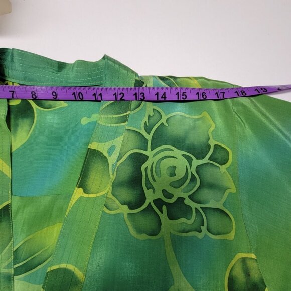 Green Floral Batik Tunic Blouse Top Size S/M - Picture 6 of 10